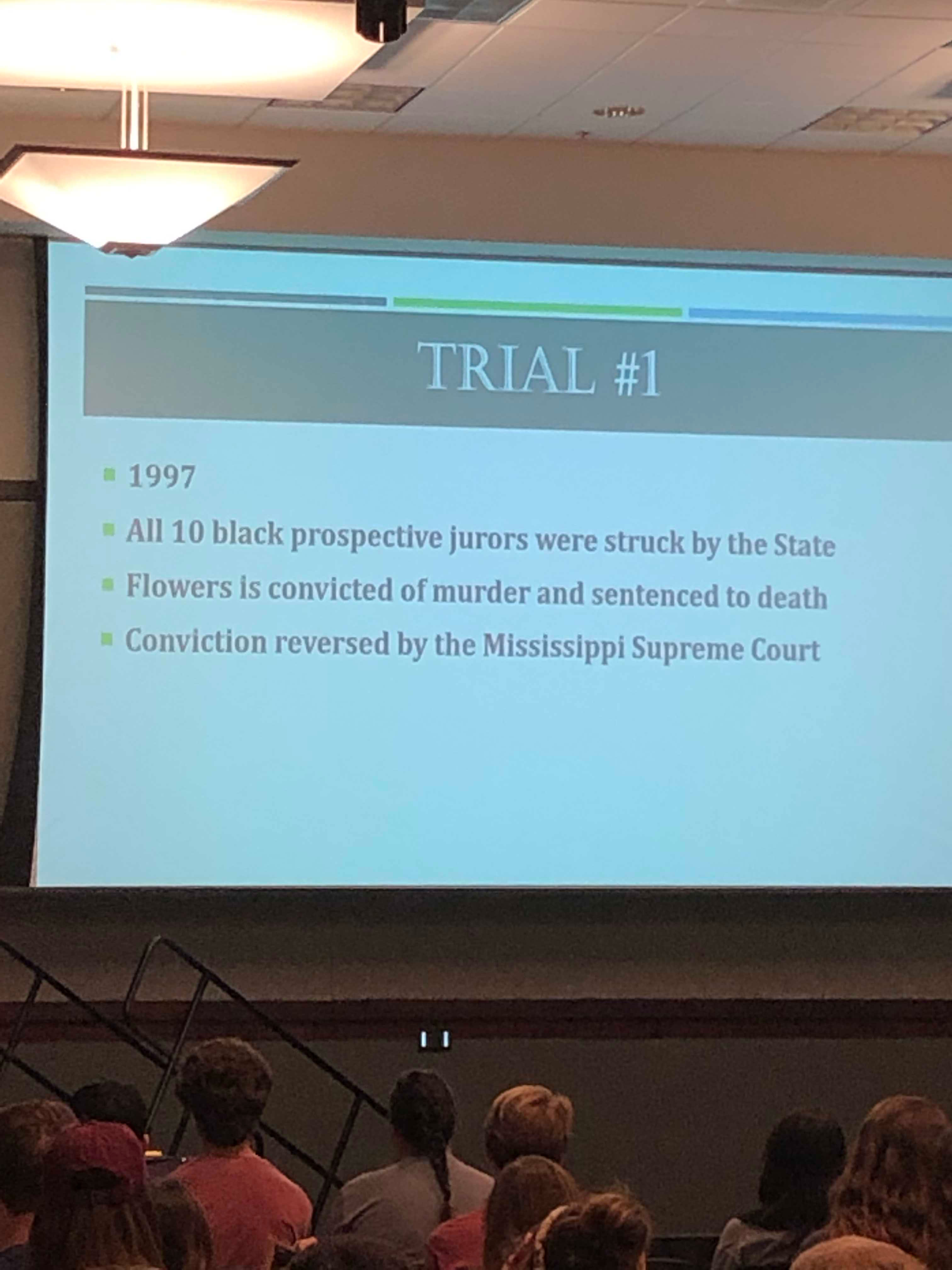 PowerPoint slide of Curtis Flowers 1st Murder Trial bullet points