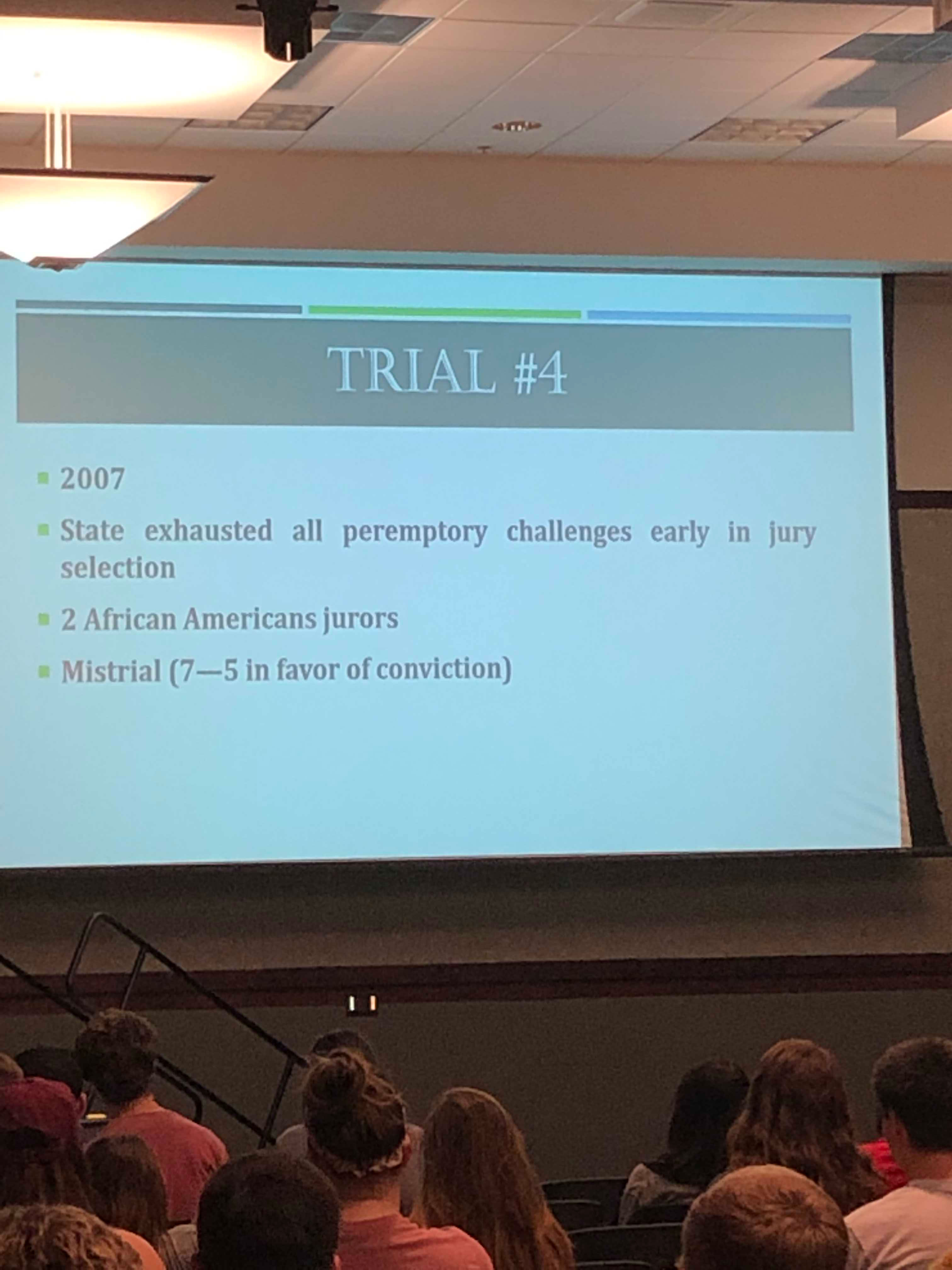 PowerPoint slide of Curtis Flowers 4th Murder Trial bullet points
