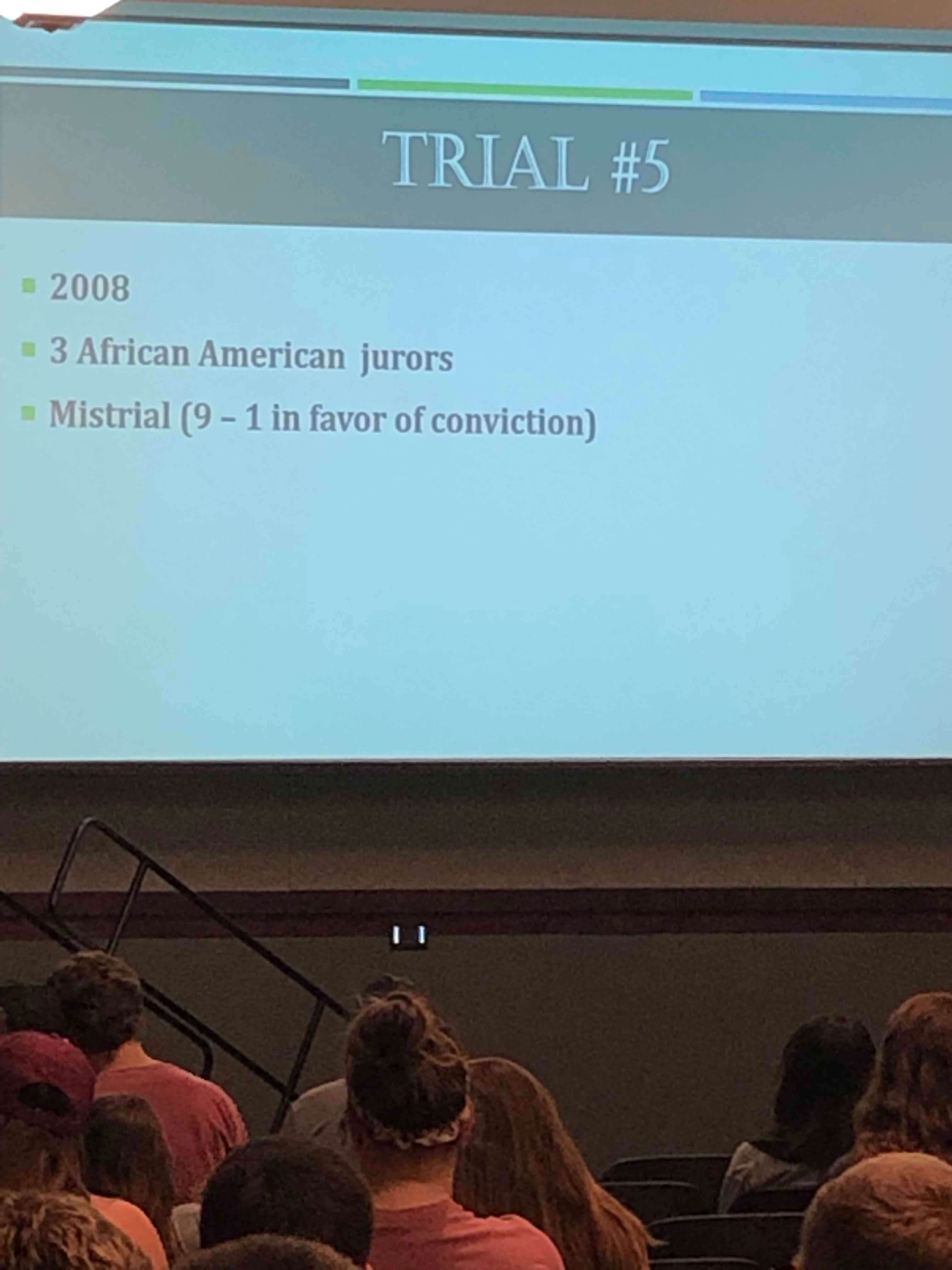 PowerPoint slide of Curtis Flowers 5th Murder Trial bullet points
