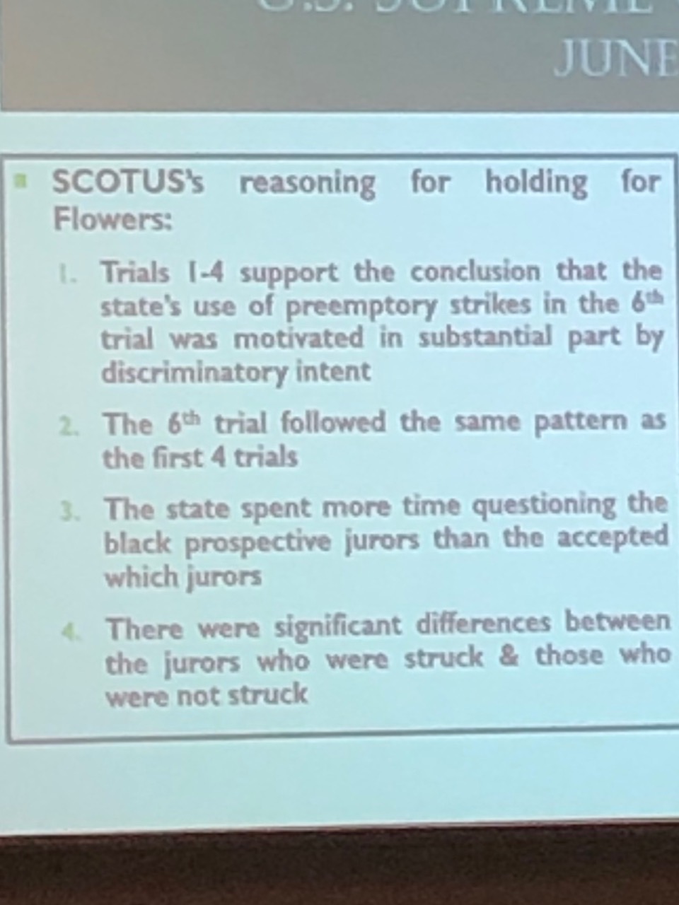 Close-up picture of the U.S. Supreme Court Review of Curtis Flowers trial